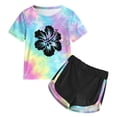 thumbnail image 1 of Toddler Girl Golf Outfit 4T Kids Girl Clothes Tie Dye Heart Print Short Sleeve Top and Shorts Toddler Girl Summer Outfits Short Set, 1 of 5