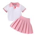 thumbnail image 1 of Toddler Girl Golf Outfit Baby Tennis Skirt Outfit Short Sleeve Polo Shirt Top Pleated Skirt 2 Piece Summer Clothes Girls Golf Outfits Size 10-12, 1 of 8
