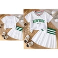 thumbnail image 1 of Toddler Girl Golf Outfit Set Short Sleeve V-Neck Tee with Pleated Skirt School Outfits Girls Sets 12-18 Months, 1 of 9