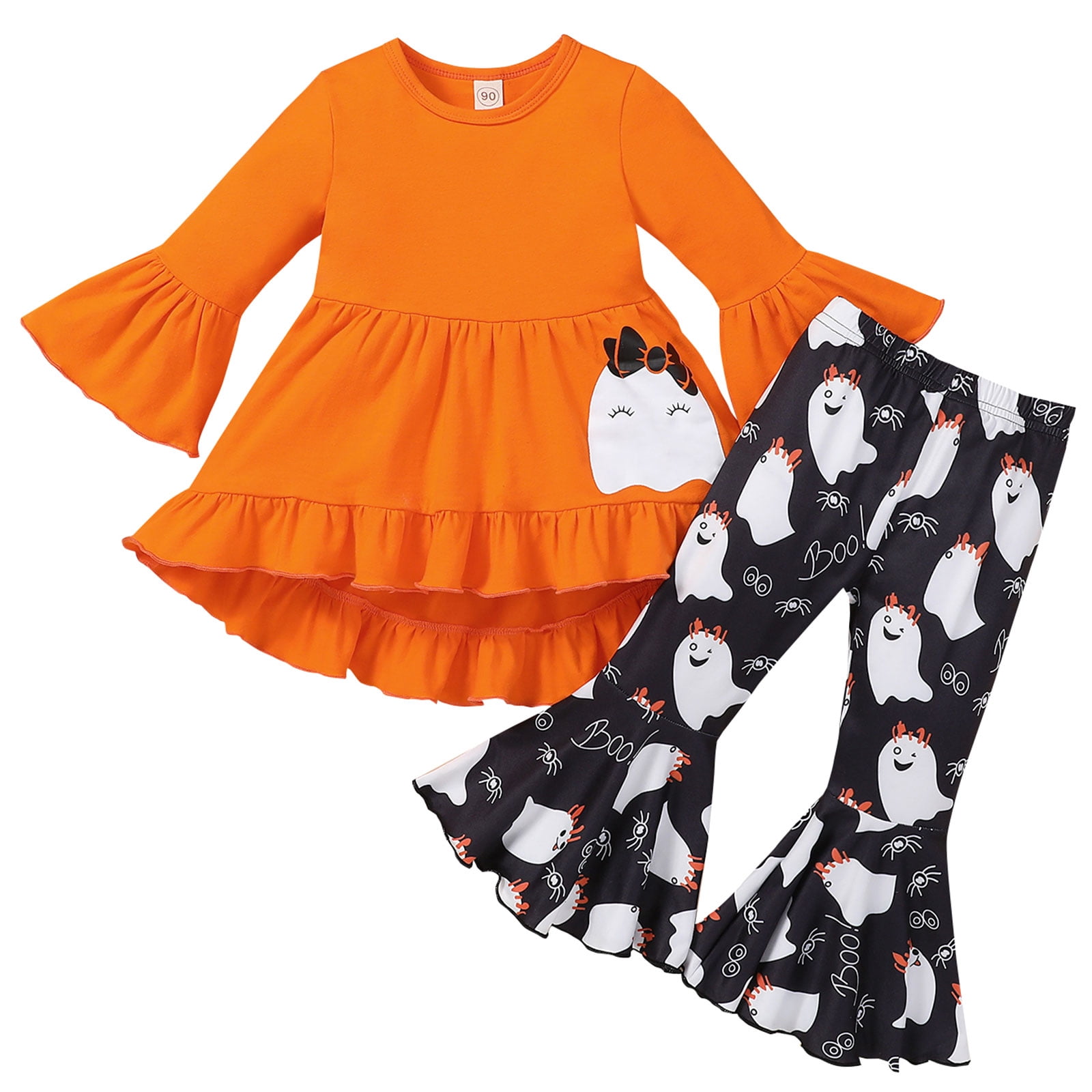 Toddler Girl Halloween Clothes Long Sleeve Tops Cartoon Ghost Spider