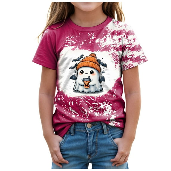 Toddler Girl Halloween Shirt Toddler Halloween Shirt Baby Boy Girl Cute Ghost Tshirt Pumpkin Short Sleeve Tee Top Kids Spooky Season Fall Outfit Size for 9-10 Years,Hot Pink