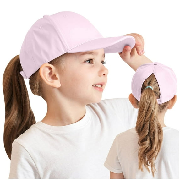 Toddler Girl Hat Kids Baseball Hat Girls Criss Cross Ponytail Hat Reflective Outdoor Hat Mesh Quick Dry Baseball Cap for Kids Age 3-12 Years Toddler Baseball Hat Caps