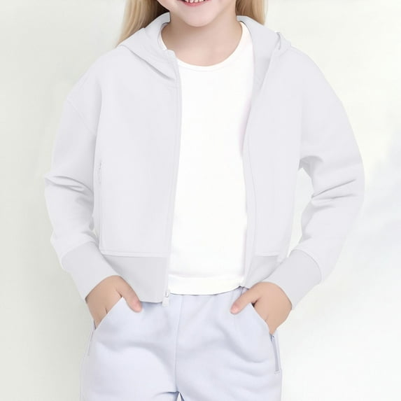 Toddler Girl Hoodie Girls Solid Fleece Full Zip-Front Performance Hoodie Sports Long Sleeve Pullover Crop Fall Sweatshirt Winter Coats For Boys Toddler Sweatshirt