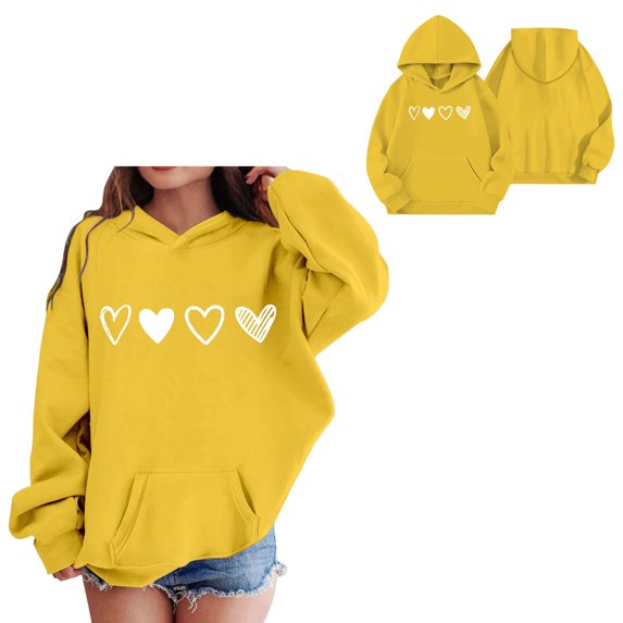 Toddler Girl Hoodie Valentines Sweatshirt Long Sleeve Heart Sweatshirts Crew Neck Pullover Sweatshirt Kids Clothes Boys Size 1-2 Years