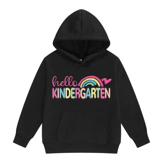 Toddler Girl' Hoodies Sweatshirts Cute Cartoon Print Long Sleeve Drawstring Hooded Pullover with Pocket Sweatshirt Tops Size 4-5T ,Black