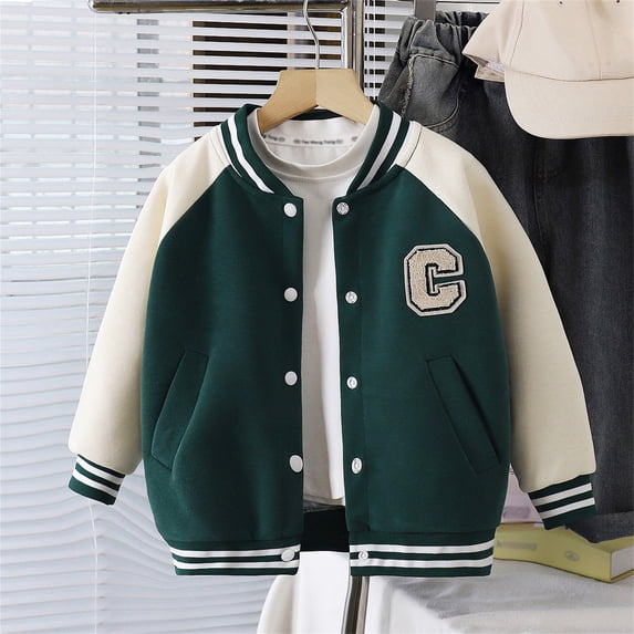 Toddler Girl Jacket Button Boys Letter Embroidery Baseball Jacket Lightweight Jacket Boys Fall Jacket Girls Jacket 2-3 Years