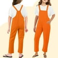 thumbnail image 1 of Toddler Girl Jumpsuit Kids Casual Sleeveless Overalls Girls 1 Piece Rompers with Pockets Orange Jumpsuit Girls Clothes 3-4 Years, 1 of 5