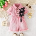 thumbnail image 1 of Toddler Girl Jumpsuit Shorts Little Girls Summer Elastic Waisted Overalls Jean Romper One Piece Outfits 6-9M, 1 of 6