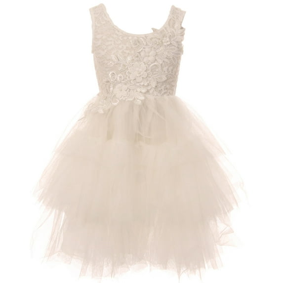 Toddler Girl Kids Floral Lace Baptism Communion Flower Girls Dress Off White 2T XS 900447 BNY Corner