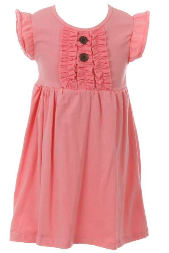 Toddler Girl Kids Short Sleeve Ruffle Party Easter Summer Flower Girls Dress Coral 2T XS 200786 BNY Corner