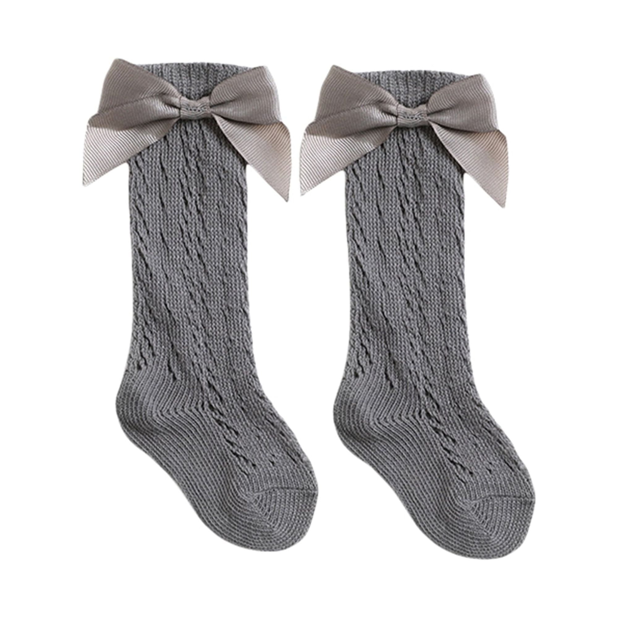 Toddler Girl Knee High Socks, Stockings with Bow for 06 Years Old