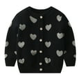 thumbnail image 1 of Toddler Girl Knitted Cardigan Long Sleeve Button Down Sweater Coat Warm Fall Winter Clothes Black 1-2Y, 1 of 9