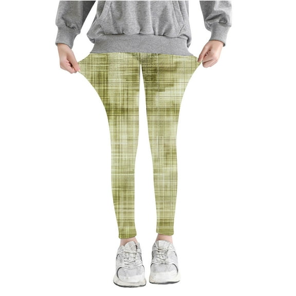 Toddler Girl Leggings Plaid Criss Cross Trendy Stretch Comfortable Cotton Pants Lightweight Skinny Kids Fall Outfits, Yellow, 5 Years