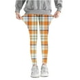 thumbnail image 1 of Toddler Girl Leggings Plaid Criss Cross Trendy Stretch Comfortable Cotton Pants Lightweight Skinny Kids Fall Outfits, Yellow, 7 Years, 1 of 6