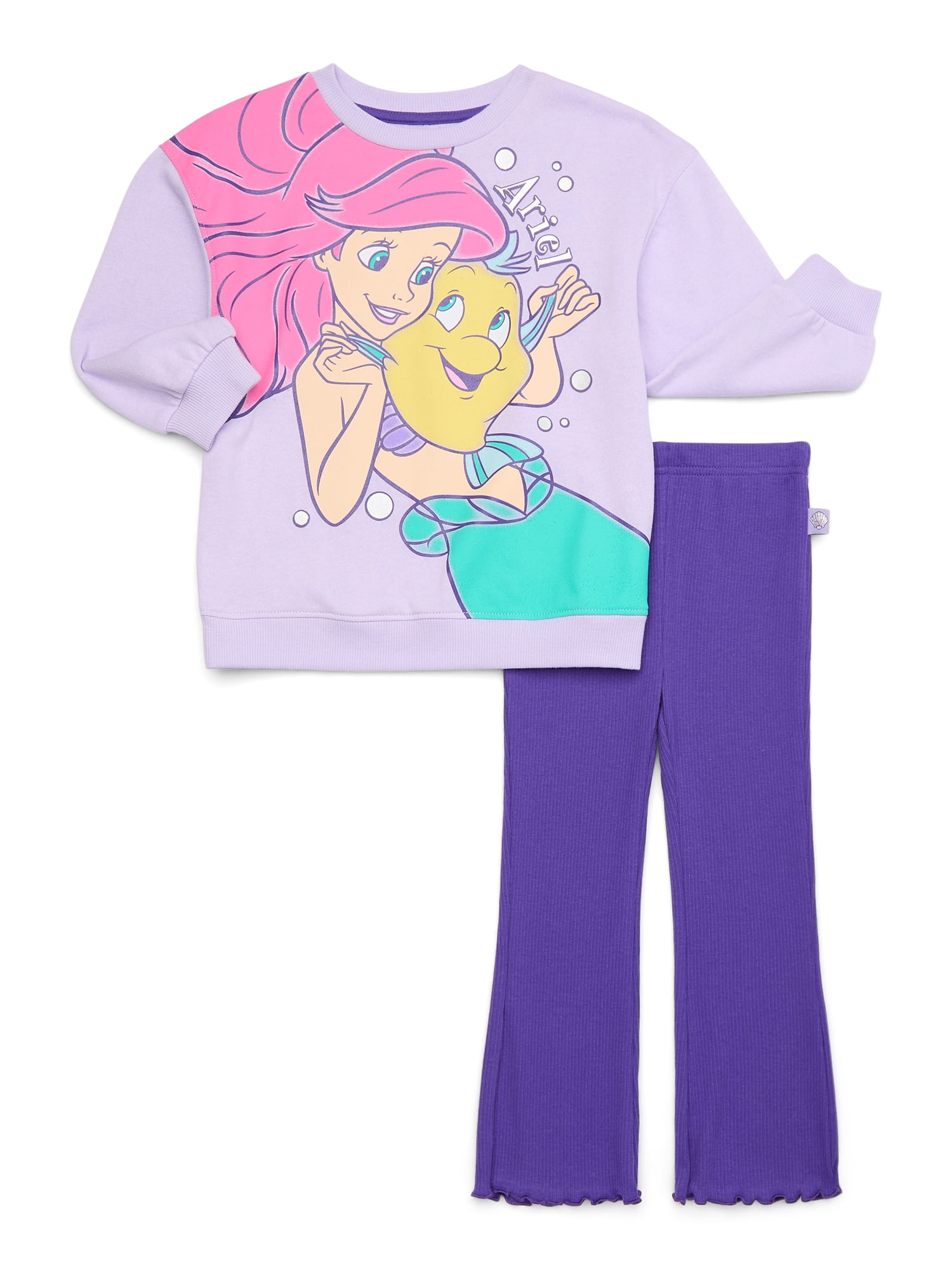Disney Princess Toddler Girl Ariel Graphic Sweatshirt and Leggings Set, 2-Piece, Sizes 12M-5T