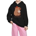 thumbnail image 1 of Toddler Girl Long Sleeve Hooded Sweatshirt Cute Print Kids Pullover Lightweight Loose Fit Casual Outwear Sweatshirt Tops Size 12-18 Months ,Black, 1 of 4
