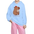 thumbnail image 1 of Toddler Girl Long Sleeve Hooded Sweatshirt Cute Print Kids Pullover Lightweight Loose Fit Casual Outwear Sweatshirt Tops Size 3-4T ,Blue, 1 of 4