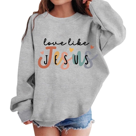 Toddler Girl Long Sleeve Sweatshirts Graphic Prints Sweatshirt Crewneck Cute Drop Shoulder Pullover Tops Size 3-4T ,Gray