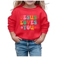 thumbnail image 1 of Toddler Girl Long Sleeve Sweatshirts Letter Printed Round Neck Pullovers Top Clothes Size 4-5T ,Red, 1 of 4