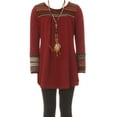 thumbnail image 1 of Toddler Girl Long Sleeve Top Necklace Pant Legging Girls 3 Pieces Clothing Set Burgundy 4 (21JK49SS), 1 of 4