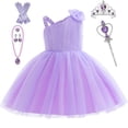 thumbnail image 1 of Toddler Girl One Shoulder Dress Bowknot Party Wedding Dress Tutu Gown, 1 of 5