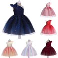 thumbnail image 1 of Toddler Girl One Shoulder Dresses Baby Formal Party Wedding Flower Bowknot Dress 2-10T, 1 of 7