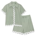 thumbnail image 1 of Toddler Girl Outfit Kids Toddler Girls Summer Short Sleeve Shirt Shorts 2 Piece Casual Suit Pajama Set Toddler Girl Outfits Green 5 Years-6 Years, 1 of 4