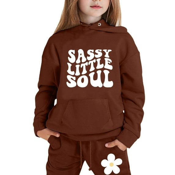 Toddler Girl Outfits 5t Cartoon Print Long Sleeve Trendy Hoodie Pullover Sweatshirt Tracksuit Jogger Sweatpants Children Unisex 2 Pc Sweatsuit Set Brown,10-11 Years