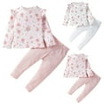 thumbnail image 1 of Toddler Girl Outfits Fall Pants Set Girls Cute Floral Print Baby Leggings Pants 2 Sets Toddler Clothes Girls White 2 Years-3 Years, 1 of 4