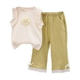 thumbnail image 1 of Toddler Girl Outfits Girl Clothes Toddler Girl Summer Outfits Sleeveless Flower Tops Wide Leg Pants Kids Clothing Set, 1 of 3