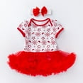 thumbnail image 1 of Toddler Girl Outfits Size 6-12Month Infant Toddler Christmas Printed Short Sleeve Romper Skirt with Headband 2Pc Children Suit Girls Clothing Set Green, 1 of 4