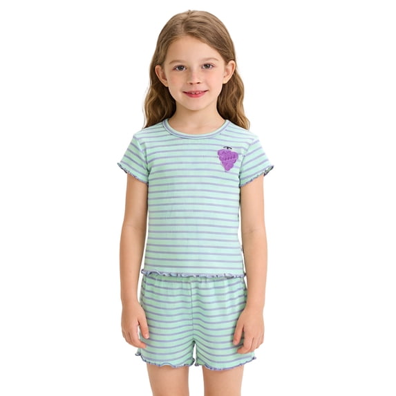 Toddler Girl Outfits Size 8T-9T Fashion Print Short Sleeve Top and Shorts Comfy Two Piece Summer Set Girls Summer Clothes