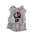 thumbnail image 1 of Toddler Girl Outfits Sleeveless Hooded Top Shorts Two Piece Summer Casual Sports Girl Clothes Gray 18-24 Months, 1 of 2
