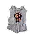 thumbnail image 1 of Toddler Girl Outfits Sleeveless Hooded Top Shorts Two Piece Summer Casual Sports Toddler Girl Clothes Gray 5-6 Years, 1 of 2
