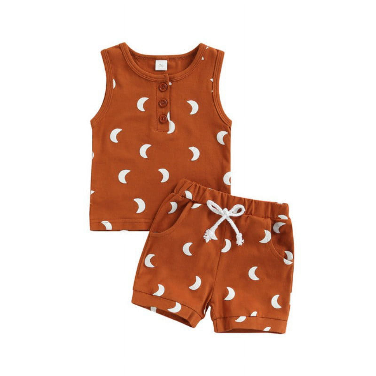 Toddler Girl Outfits Summer Boys Moon Print Sleeveless Baby Undershirt