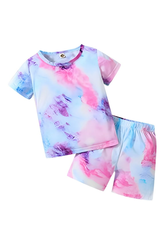 Toddler Girl Outfits Summer Kids Baby Spring Print Cotton Short Sleeve Tshirt Shorts Girls' Clothing Size 5-6T