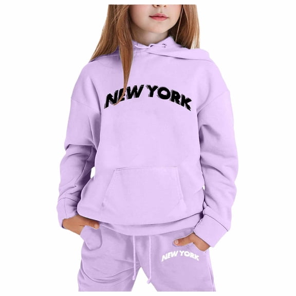 Toddler Girl Outfits Winter Long Sleeve Letter Print Trendy Pullover Tops and Jogger Pants Fall Clothes for Girls Purple,4-5 Years