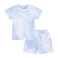 thumbnail image 1 of Toddler Girl Outfitss Tie Dy Short Sleeve T Shirt Elastic Waist Shorts Set Sports Tracksuit, 1 of 8