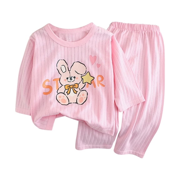 Toddler Girl Pajamas Baby Boys Girls Pajama Set Kids Summer Print Sleepwear For Daily Life Long Sleeve Sweatshirt Tops Pants Set for 0 6 12 18 24 M 1t 2t 3t 4t 5t 6t (2-3 Years,Pink)