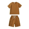 thumbnail image 1 of Toddler Boys Pajamas Set Solid Summer Loungewear Pullover Top with Shorts Boys Clothes 3-4 Years, 1 of 8