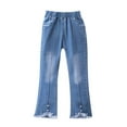 thumbnail image 1 of Toddler Girl Pants Casual Jeans Elastic Waist Denim Wide Leg Trousers Pants for Girls, 1 of 7