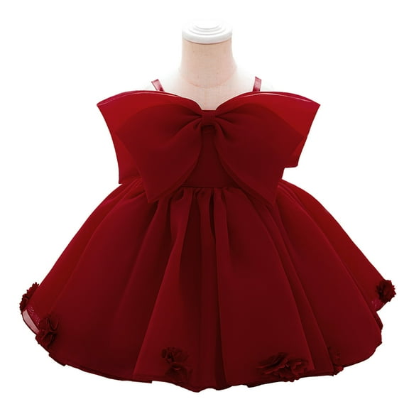 Toddler Girl Princess Dress with Bowknot Sleeveless Tulle Party Gown for Birthday Wedding Halloween Christmas
