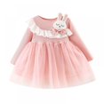 thumbnail image 1 of Toddler Girl Rabbit Design Multilayer Ruffled Long Sleeve Tutu Party Dresses 2-6 Years, 1 of 12