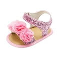 thumbnail image 1 of Toddler Girl Sandals - Little Girl Summer Dress Shoes Lightweight Baby Girls Shoes Non-Slip Rubber Sole Infant First Walking Shoes Newborn Loafers Flats Hot Pink 0-6 Months, 1 of 7