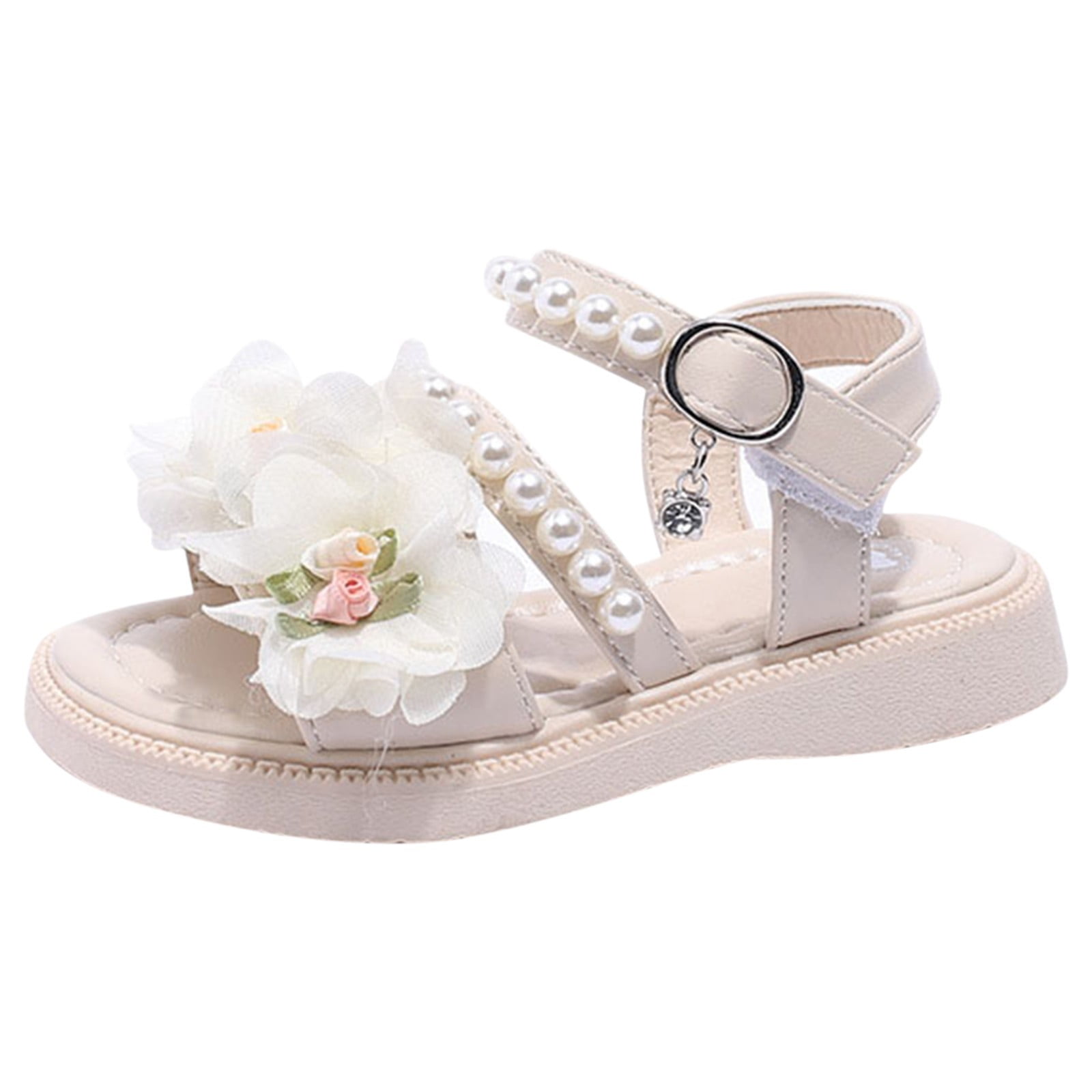 Toddler Girl Sandals Summer Pearl Flower Princess Slippers Party Non ...