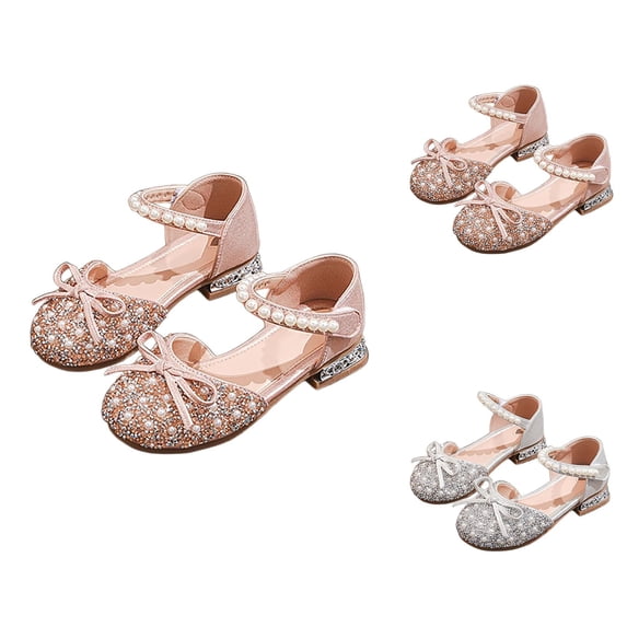 Toddler Girl Sandals and Casual Summer Shoes, Girls' Soft Sole Heeled Footwear with Rhinestones for Party and Everyday