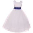 thumbnail image 1 of Toddler Girl Satin Customizable Big Bow Communion Wedding Flower Girl Dress Royal 2 KD 411 WT BNY Corner, 1 of 3