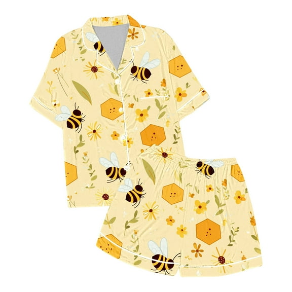 Toddler Girl Satin Pajamas Set Cute Print Button Down Tops Set Classic Loungewear Kids Pajamas Girls 2-3 Years Kids Clothes