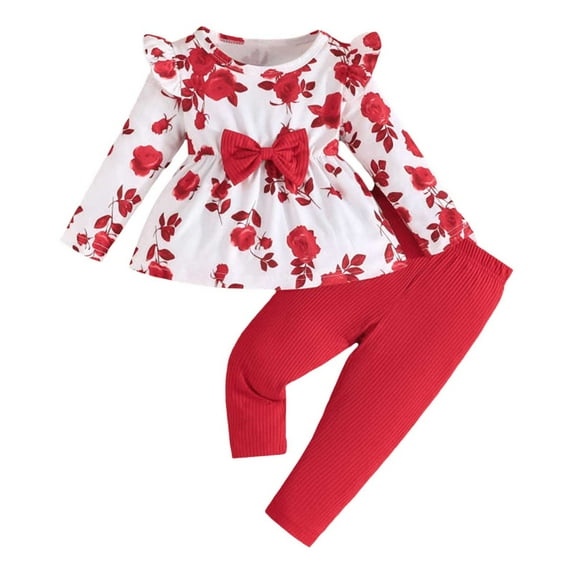 Toddler Girl Sets 2T Baby Girls Erfly Print Long Sleeved Long Sleeve Top + Trousers 2 Sets Baby Clothing Set