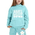 thumbnail image 1 of Toddler Girl Sets Letter Print Long Sleeve Trendy Hoodie Pullover Tops and Pants Children Unisex 2 Pc Sweatsuit Set Light Blue,8-9 Years, 1 of 4